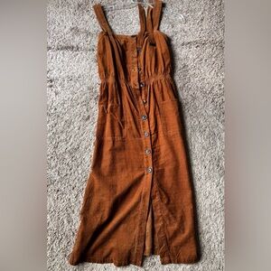 Urban Outfitters Rust Button-Down Corduroy Midi Dress
